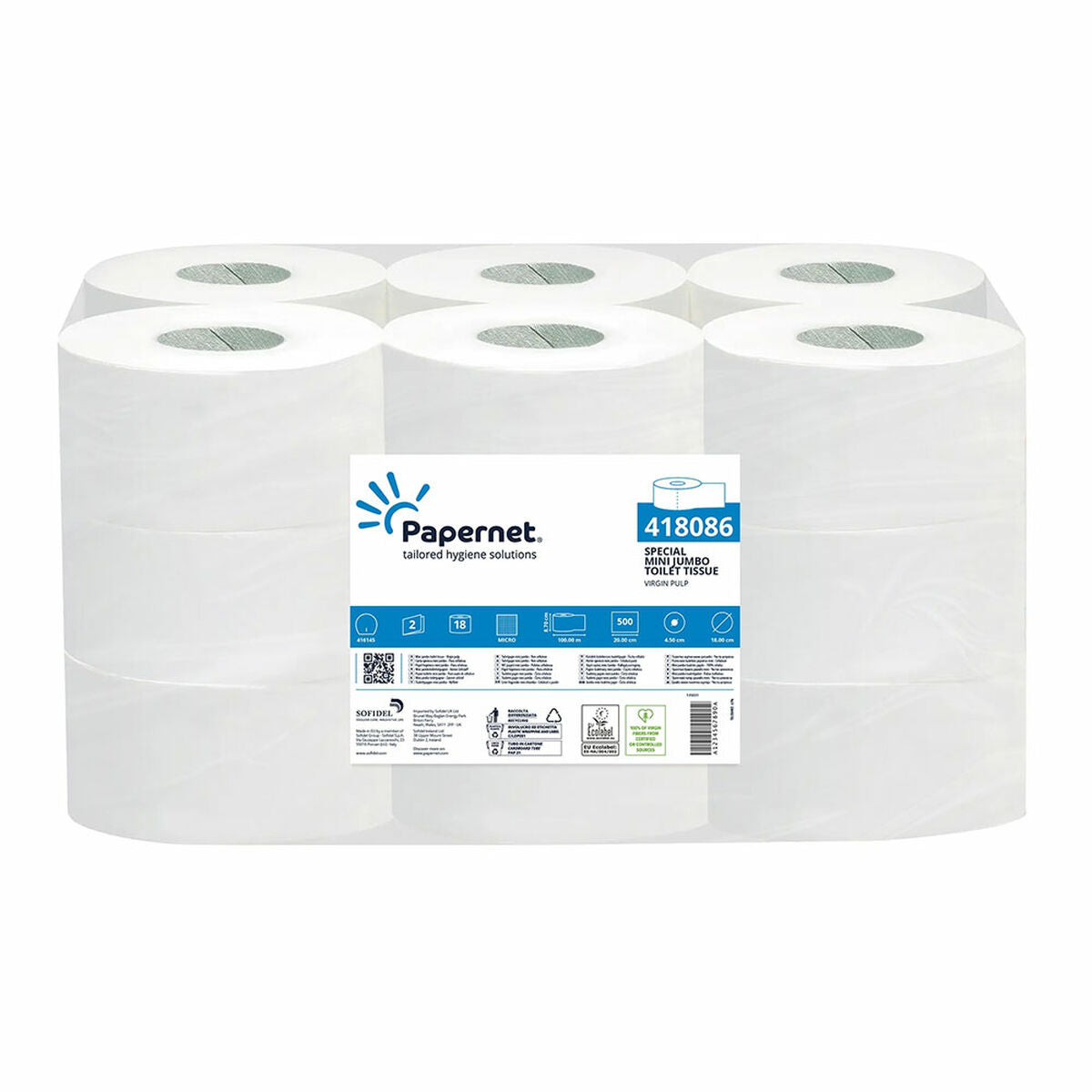 Papel Higiénico Papernet Mini Jumbo 418086 (18 Unidades) Dupla camada